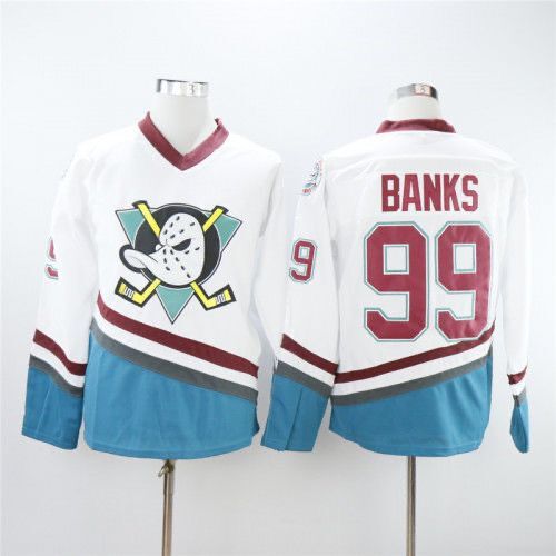 Men's Anaheim Ducks Adam Banks #99 White Breakaway Jersey Men's Anaheim Ducks Adam Banks #99 White Breakaway Jersey